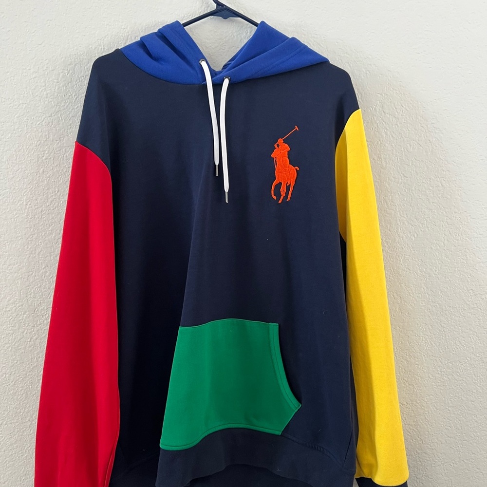 Ralph Lauren Men's Colorblock Hoodie - Blue, Red, Yellow, Green
